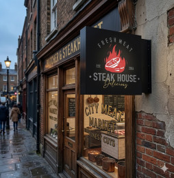 Black Projecting Wall Side Sign