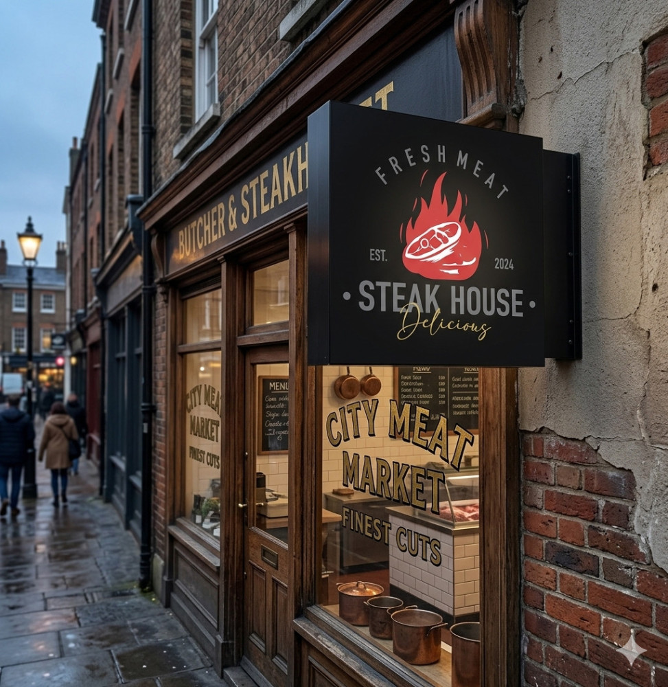 Black Projecting Wall Side Sign